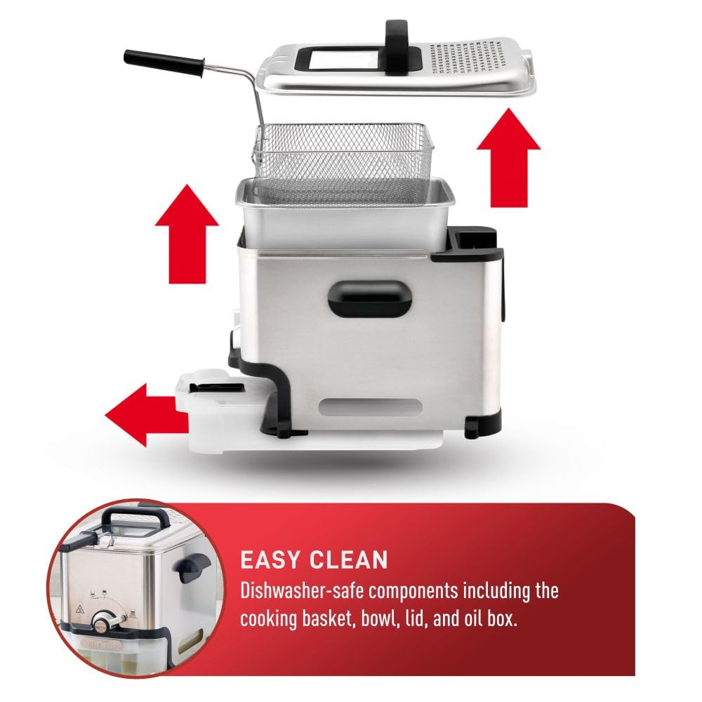 T-fal Deep Fryer with Oil Filtration, 3.5 L, 1700 W, Stainless Steel
