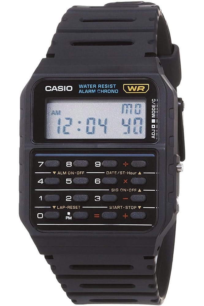 Casio Men's Twincept Databank ANI-Digi Resin Watch, CA-53W-1Z, Black