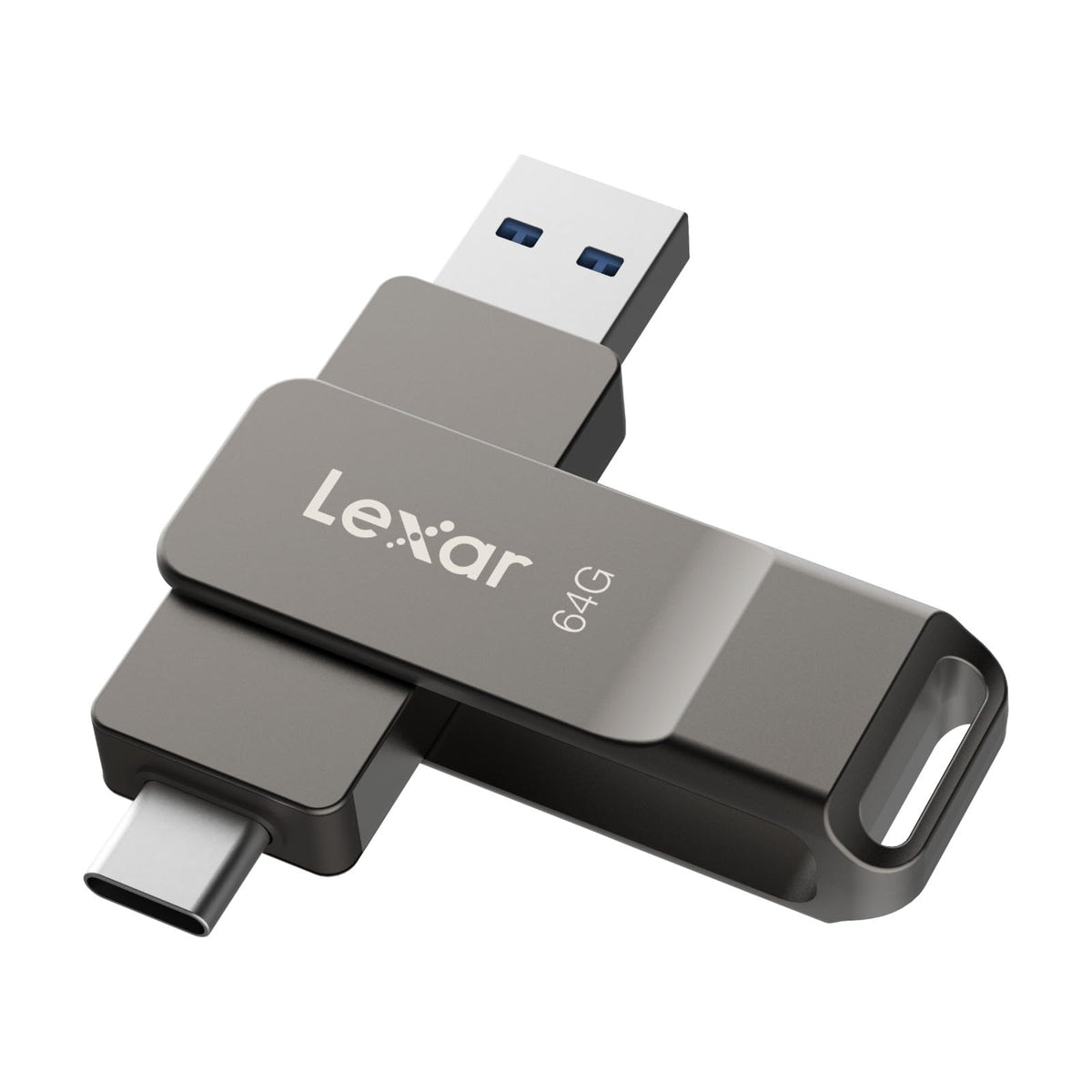 Lexar D40E Dual USB-C Flash Drive, 64 GB, Titanium Grey