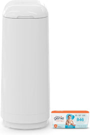 Diaper Genie Essence Pail, White, with 18 Refill Bags