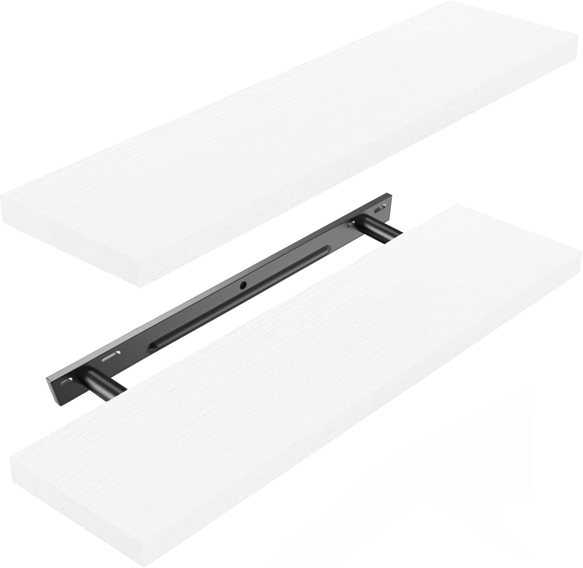 Amada Floating Shelves with Invisible Brackets, 24", White, Set of 2