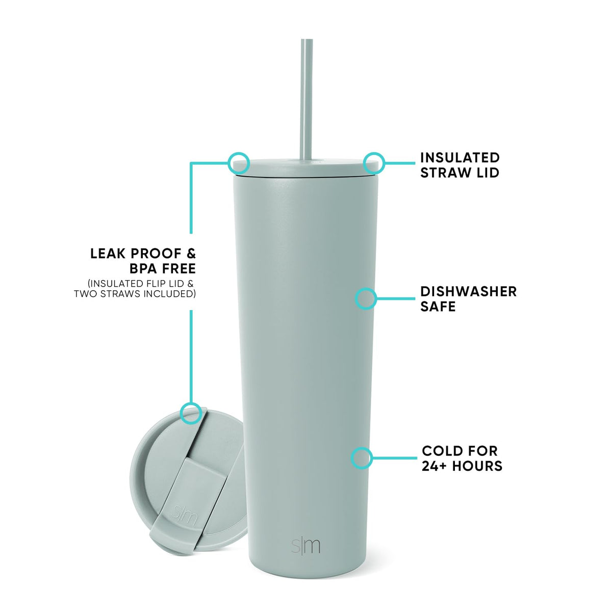 Simple Modern Iced Coffee Tumbler, 28 oz, Green