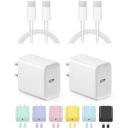 MFi Certified USB C Charger Block with 6FT USB C Cable, 2 Pack