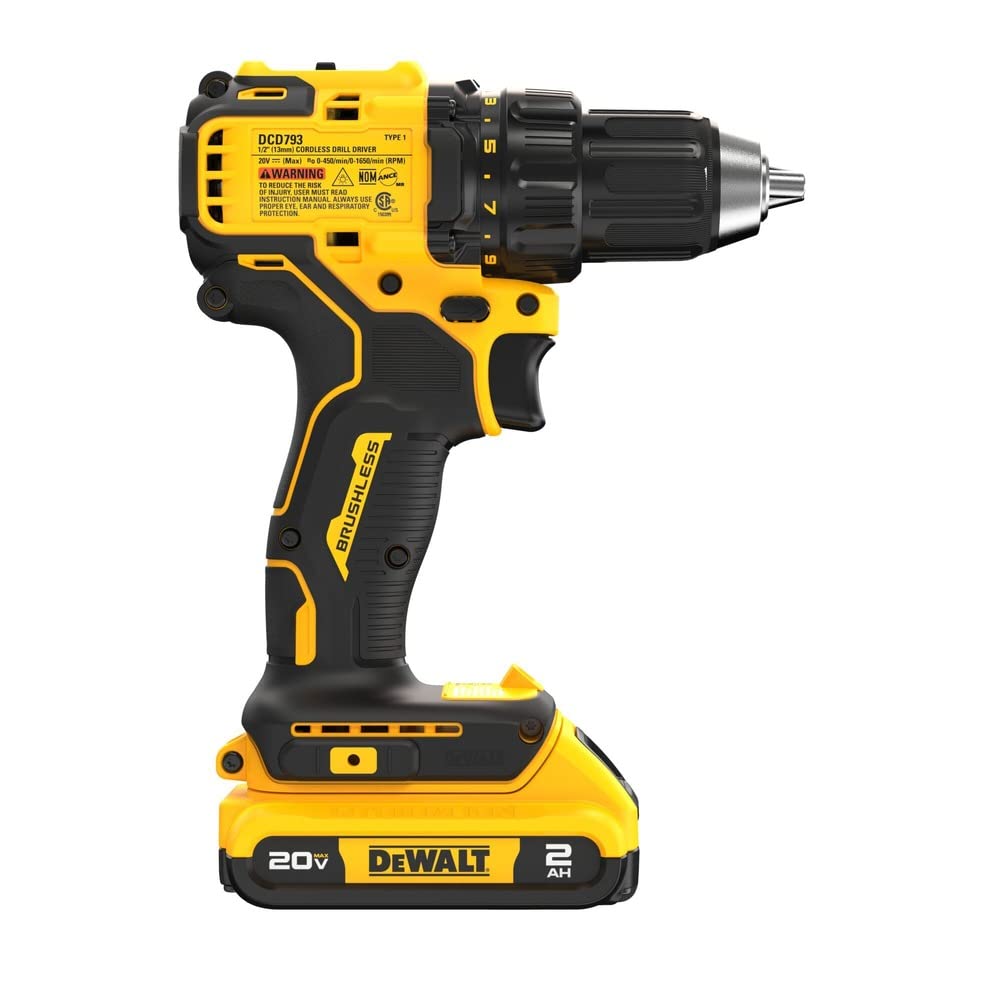 DEWALT 20V MAX Brushless 1/2" Compact Drill Driver Kit (DCD793D1)