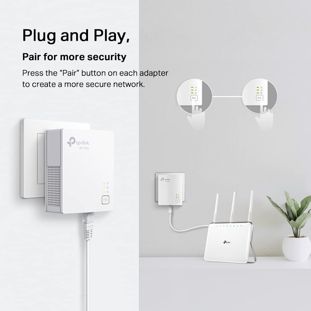 TP-Link Powerline Ethernet Adapter Starter Kit, TL-PA7017 KIT, AV1000