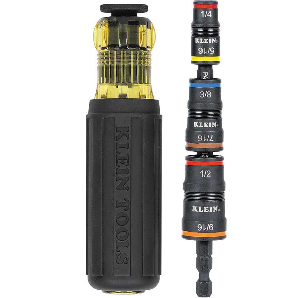 Klein Tools 32910 Impact Driver with 7-in-1 SAE Impact Socket Set