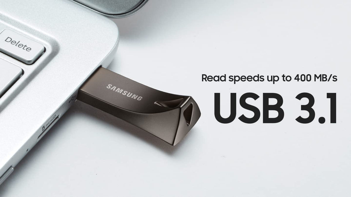 Samsung BAR Plus 128GB USB 3.1 Flash Drive, Titan Gray, MUF-128BE4/AM