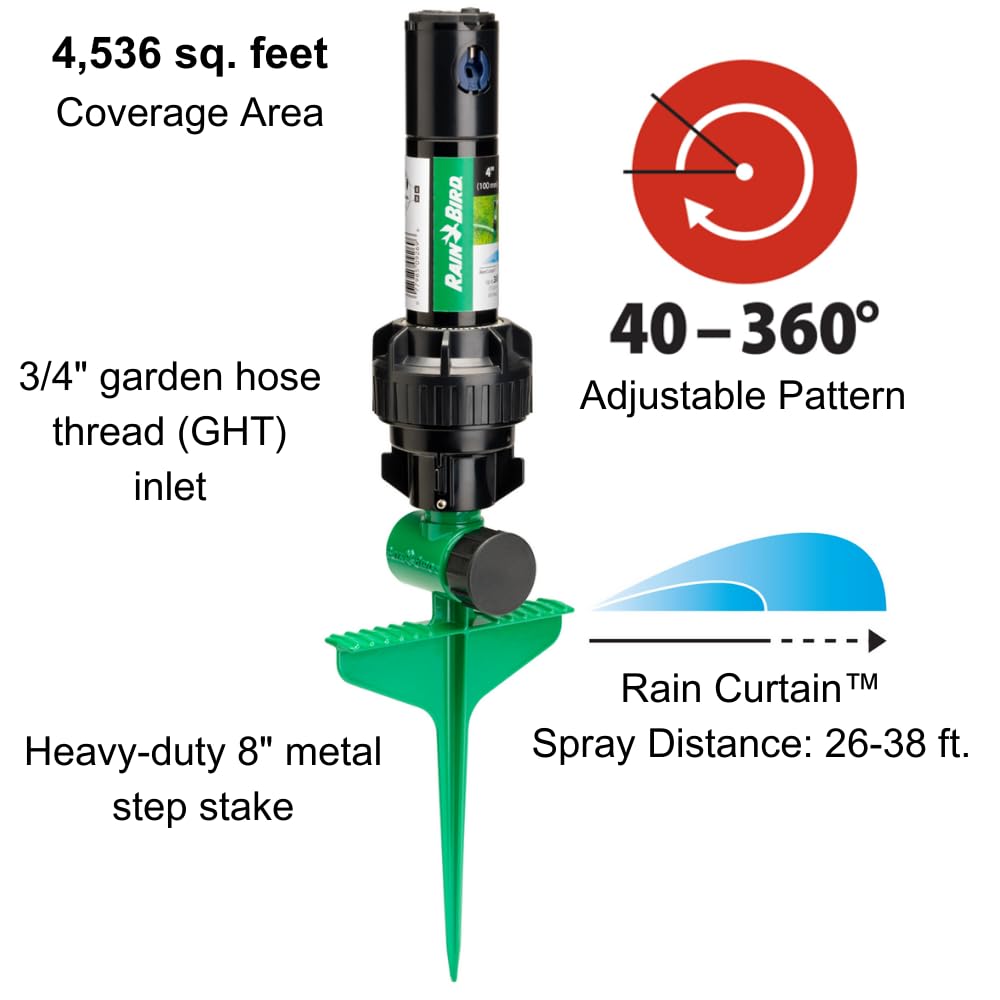 Rain Bird 42SASPG Gear Drive Rotor Sprinkler with Spike, 26-38 ft