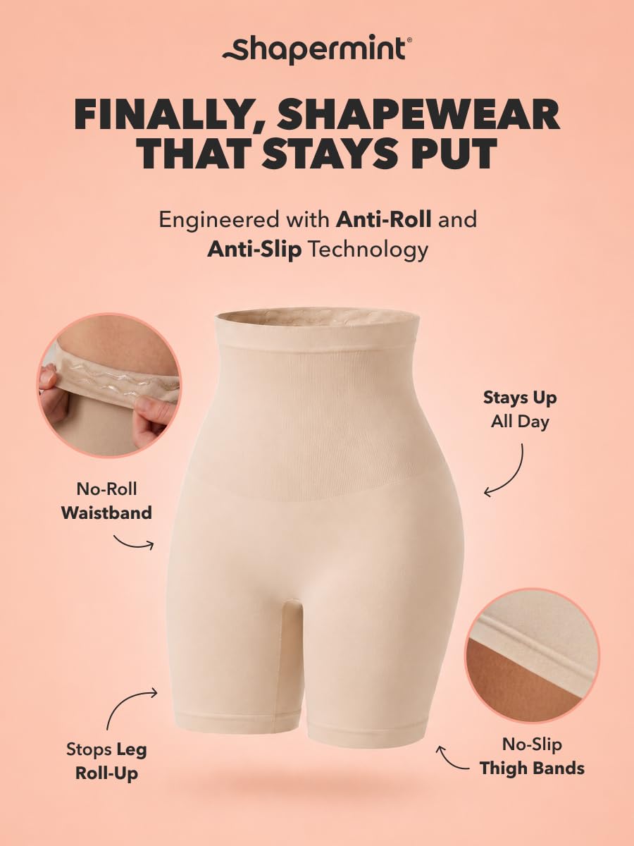 Shapermint High-Waisted Shaper Shorts, Nude, Small