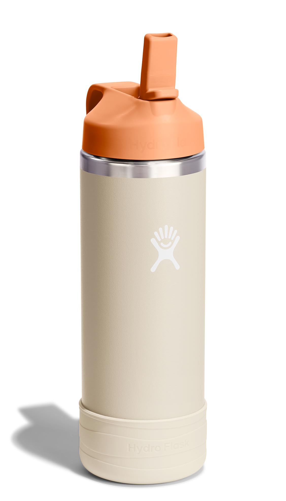 Kids Stainless Steel Bottle With Straw Cap and Boot, Coconut, 18 Oz