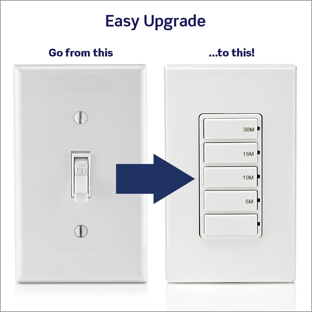 Leviton Countdown Timer Switch, 5-10-15-30 min, DT130-1LW, White