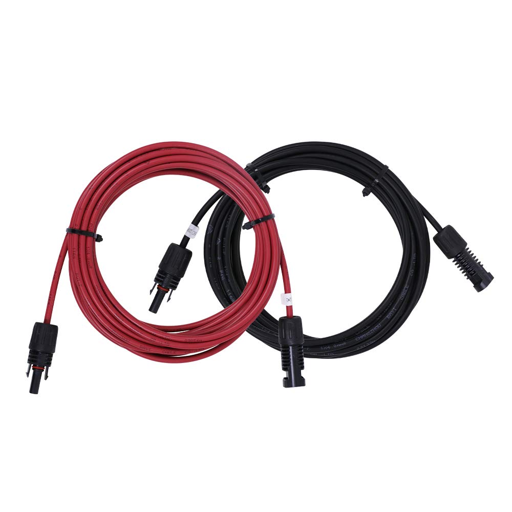 Renogy 20FT 12AWG Solar Panel Extension Cable, 1 Pair, Red and Black