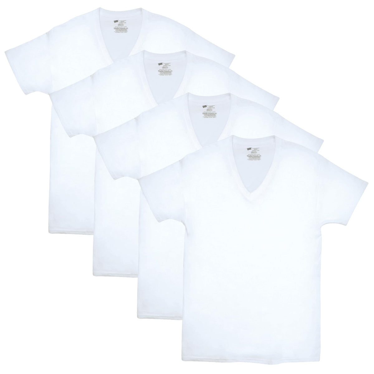 Hanes Men's ComfortSoft FreshIQ V-Neck T-Shirt, 4 Pack, White, 2XL