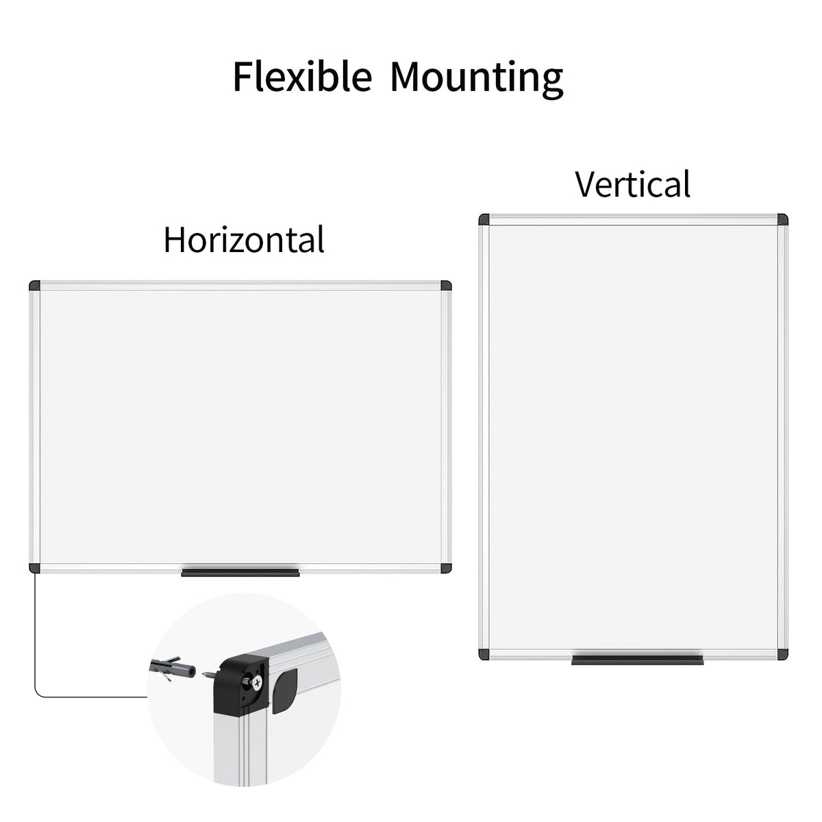 VIZ-PRO Magnetic Dry Erase Whiteboard, 24" x 18", Aluminum Frame