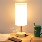 Yarra-Decor Touch Control Wood Bedside Lamp with USB Port