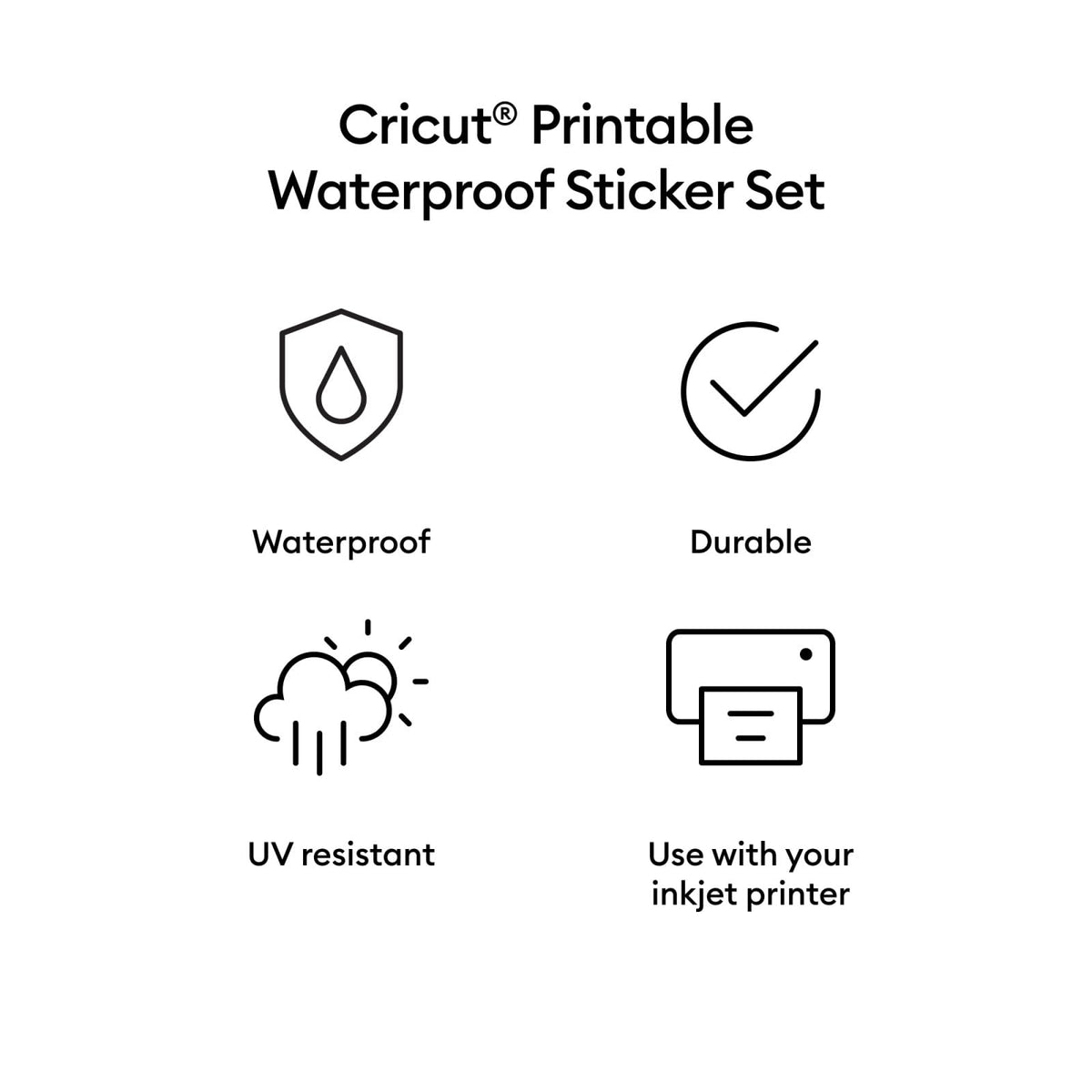 Cricut Waterproof Sticker Paper, 8.5" x 11", 20 White Sheets