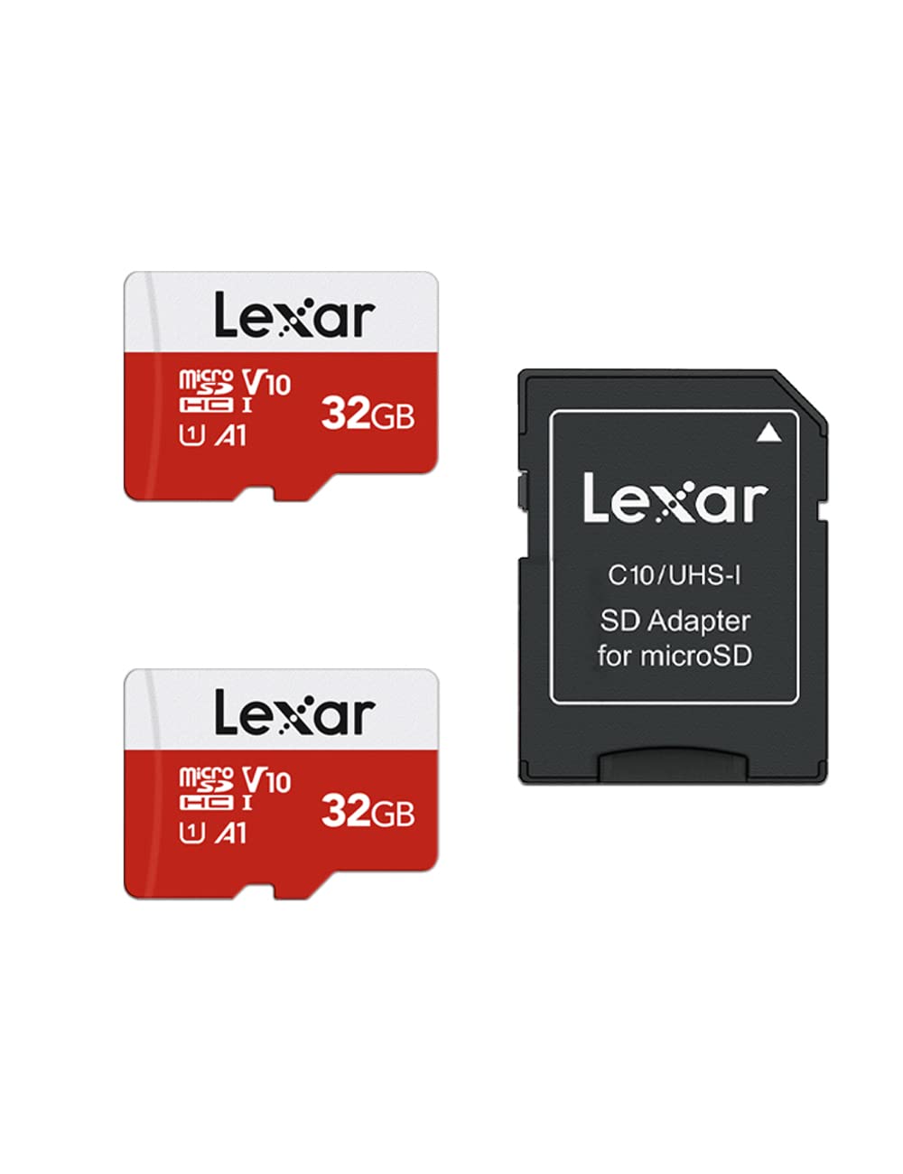 Lexar 32GB microSDHC UHS-I Card with Adapter, 2 Pack