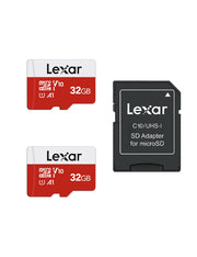 Lexar 32GB microSDHC UHS-I Card with Adapter, 2 Pack