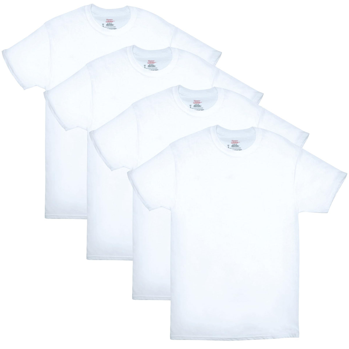 Hanes Men's ComfortSoft Crewneck Undershirts, 4 Pack, White, Small