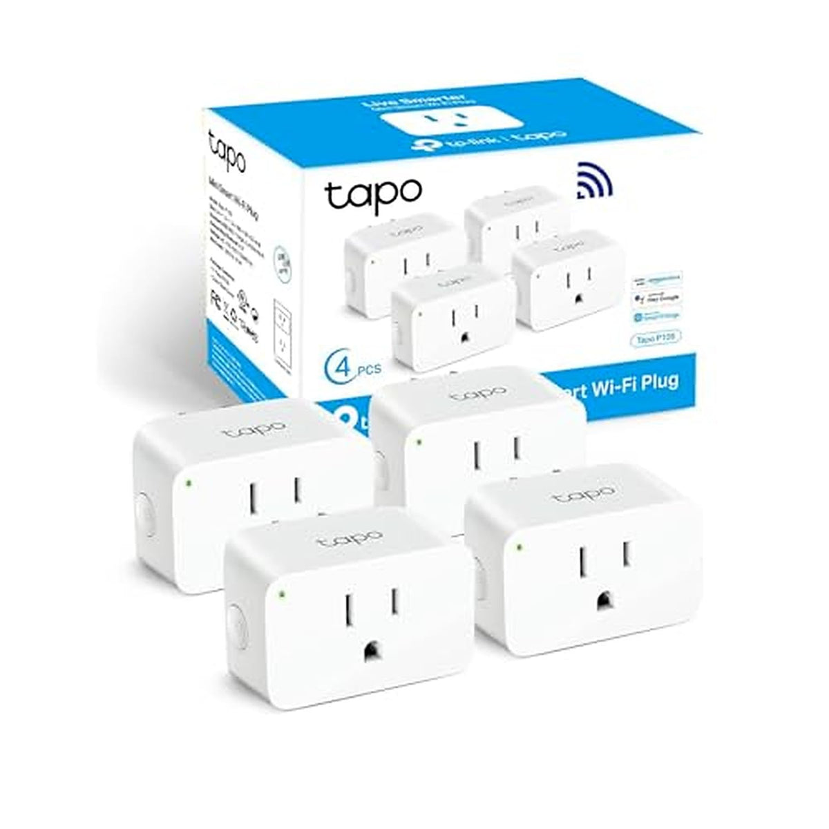 TP-Link Tapo P105 Smart Plug Mini, 15A, White, 4 Pack