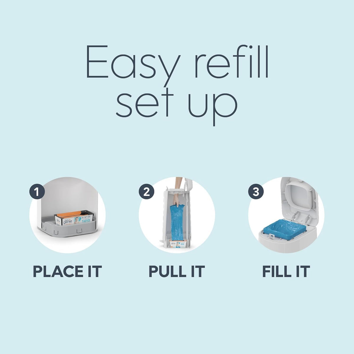 Diaper Genie Easy Roll Refill, 30 Bags, Blue