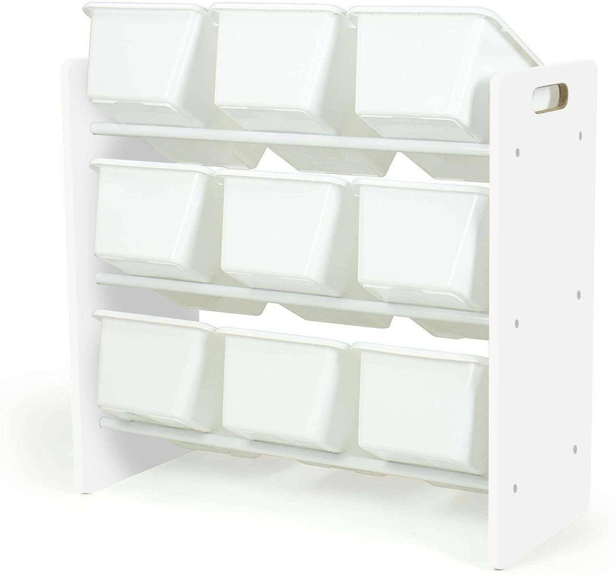 Lennox Furniture Toys Storage Organizer, 9 Plastic Bins, White