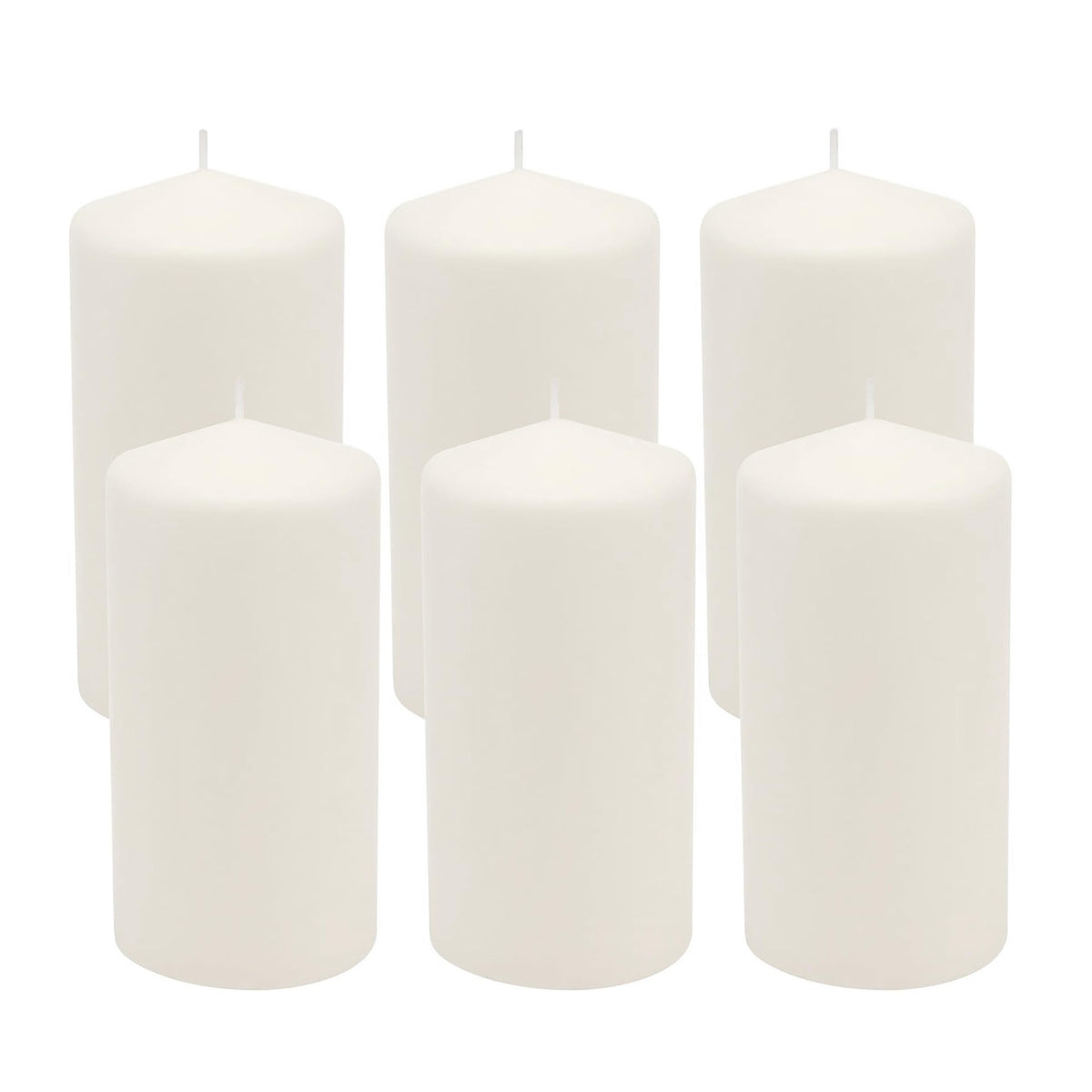 Stonebriar Unscented White Tall Pillar Candles, 3" x 6", 6 Count