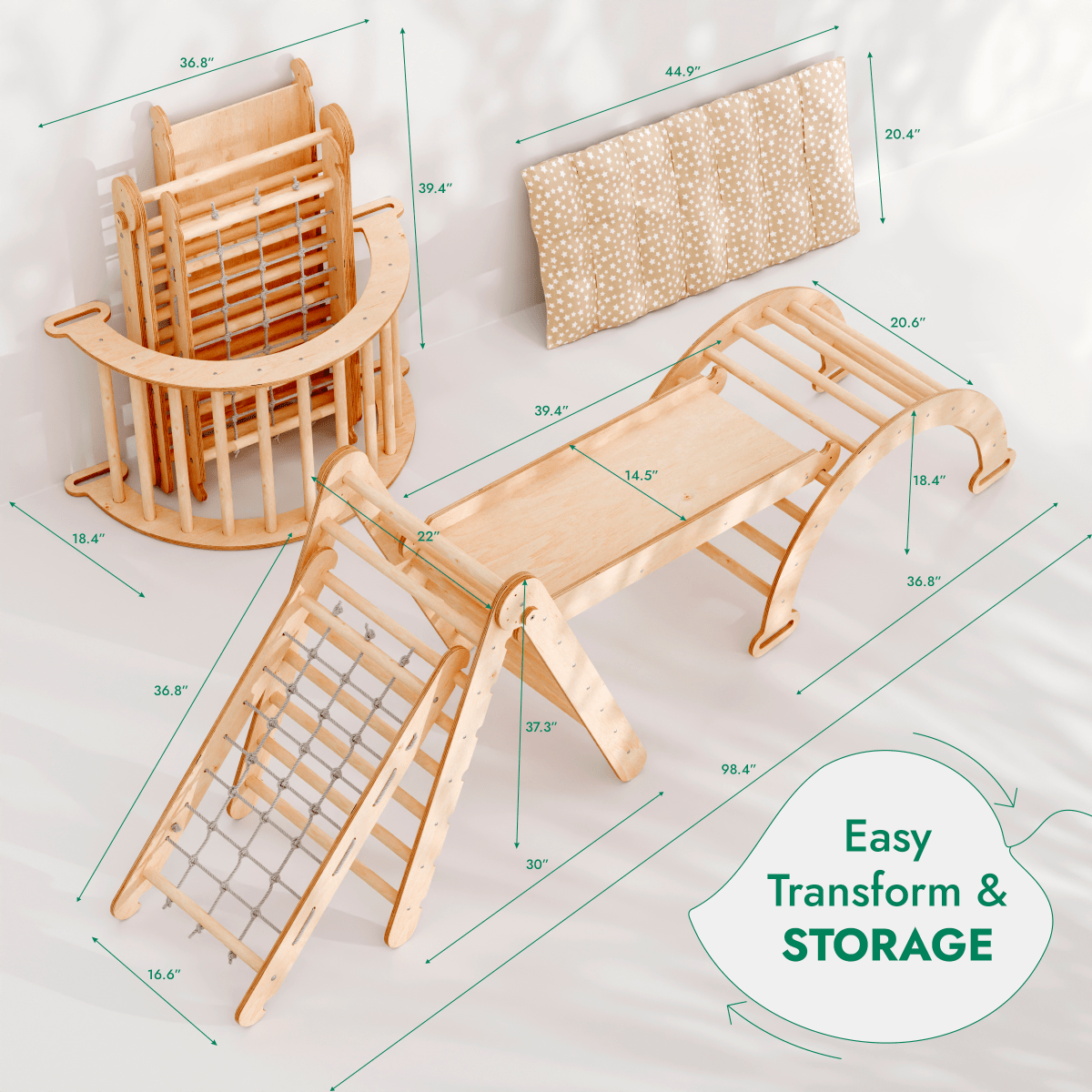 Goodevas 5-in-1 Montessori Climbing Set with Net