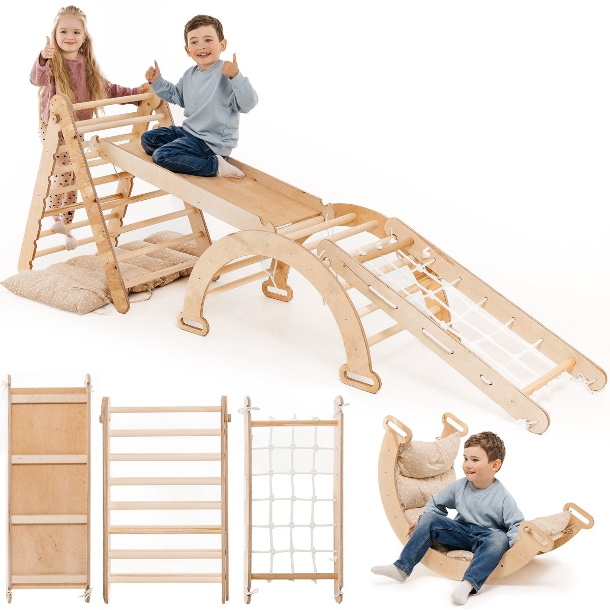 Goodevas 5-in-1 Montessori Climbing Set with Net