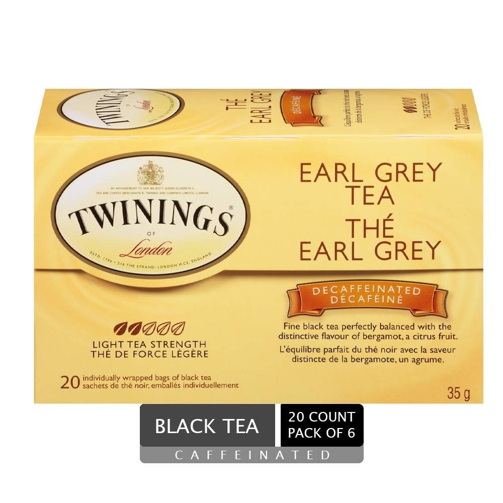 Twinings Decaf Earl Grey Black Tea, 6 x 20 Bags