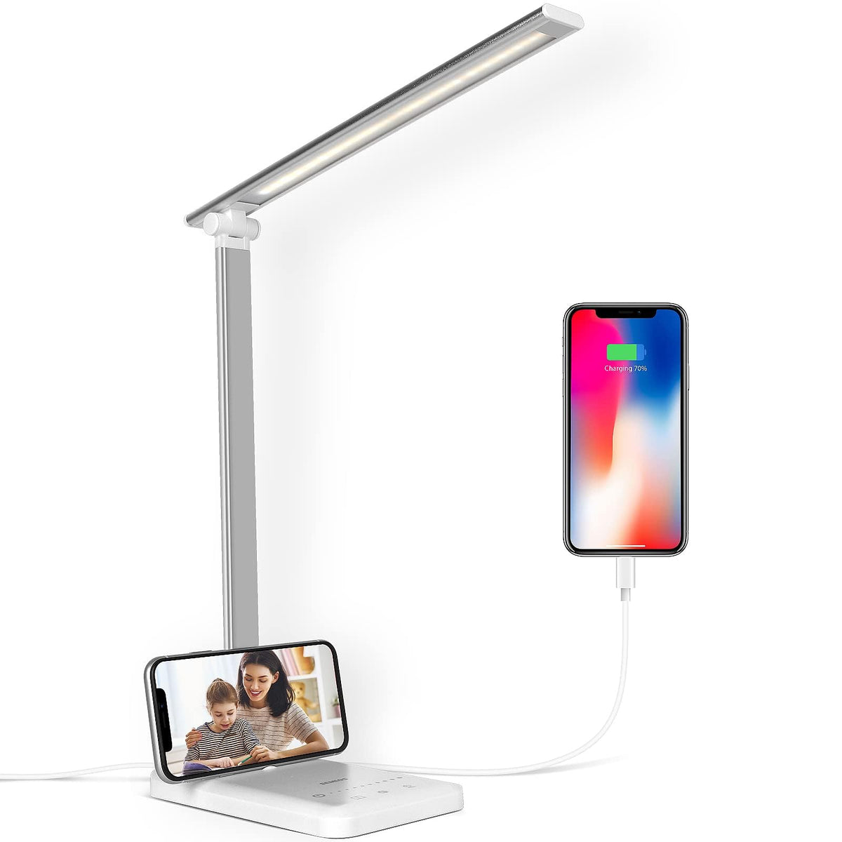 Semlos Dimmable LED Desk Lamp, White
