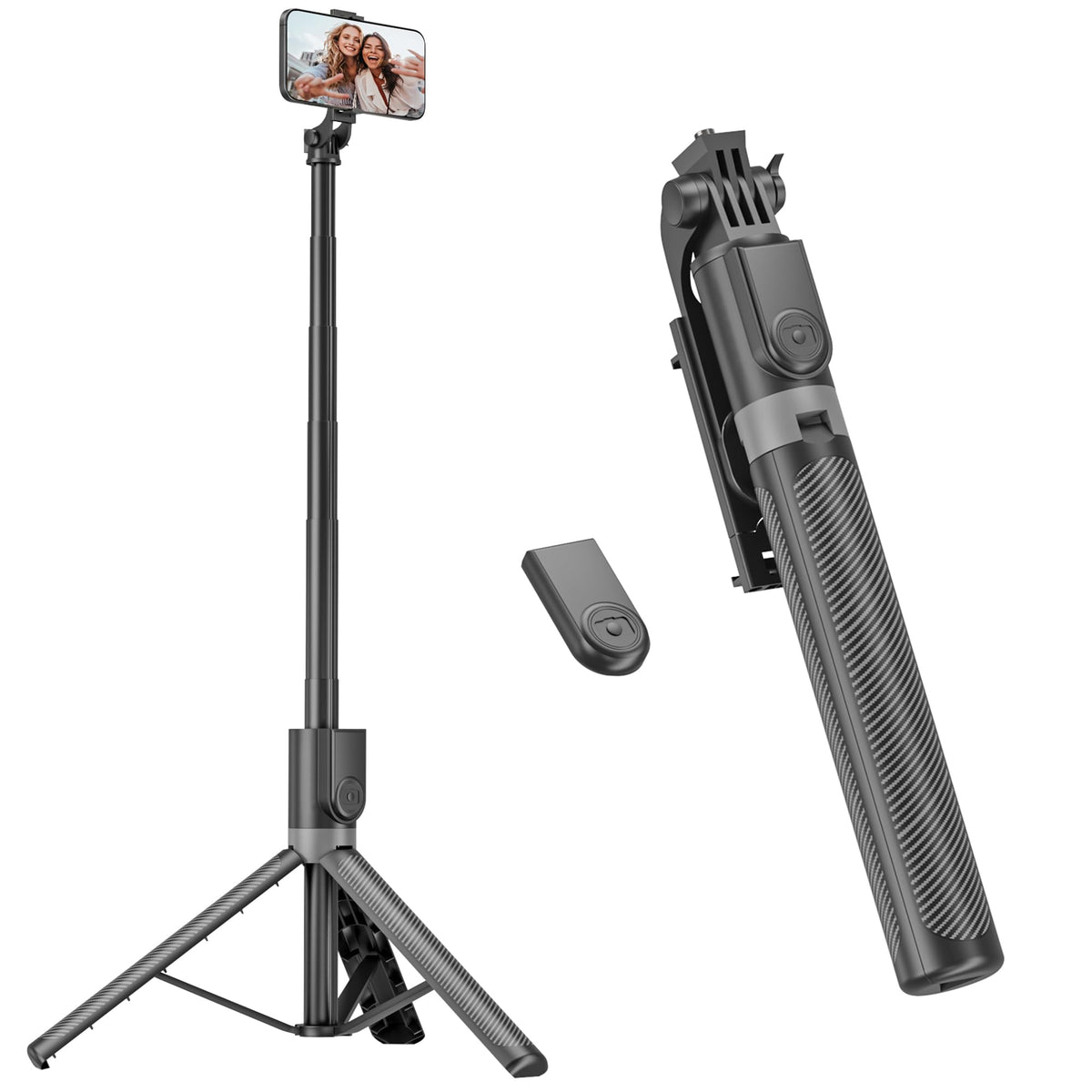 RISEOFLE 71 inch Extendable Phone Tripod and Selfie Stick with Remote