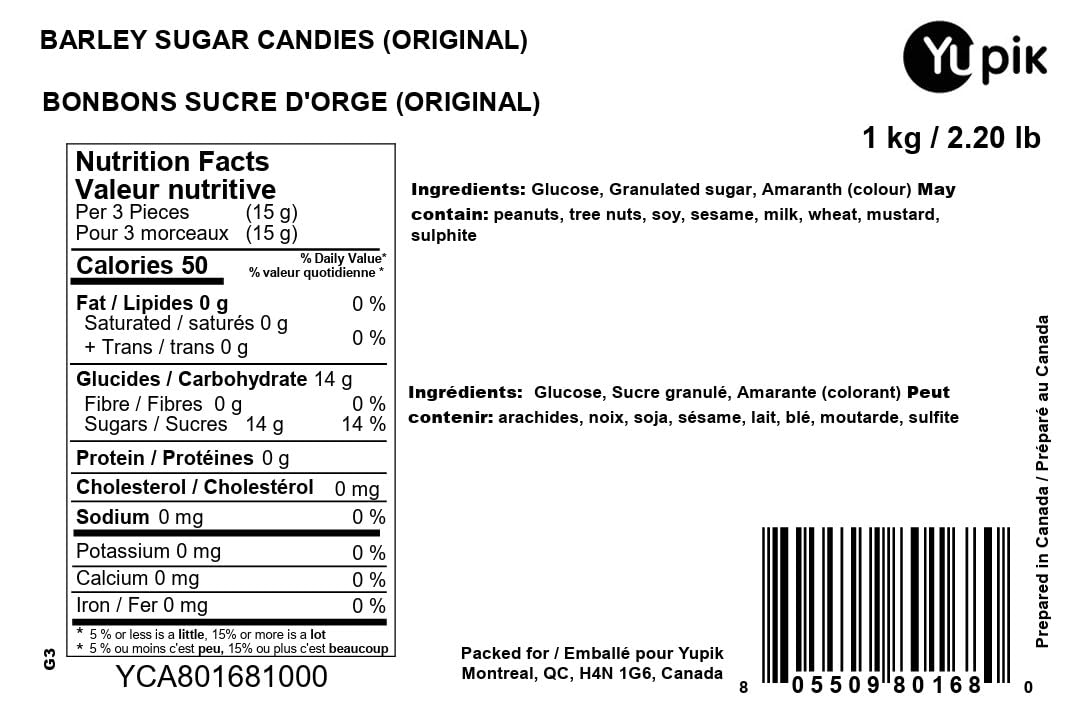 Yupik Original Barley Sugar Candies, 6 Count