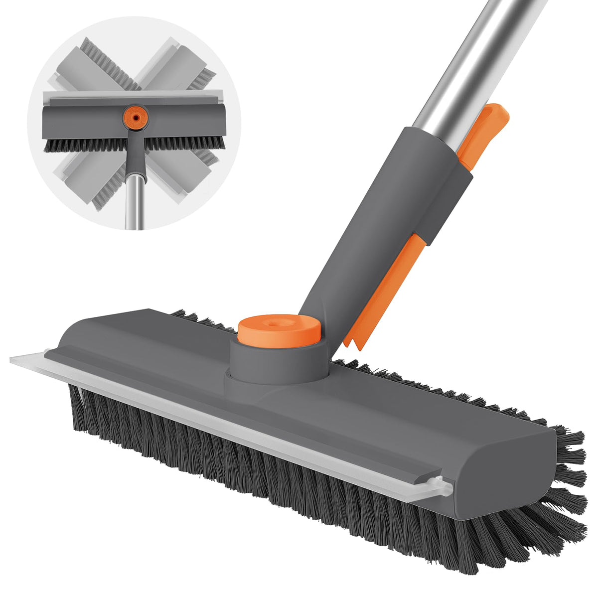 3-in-1 Floor Scrub Brush with Long Handle and 360 Rotating Head