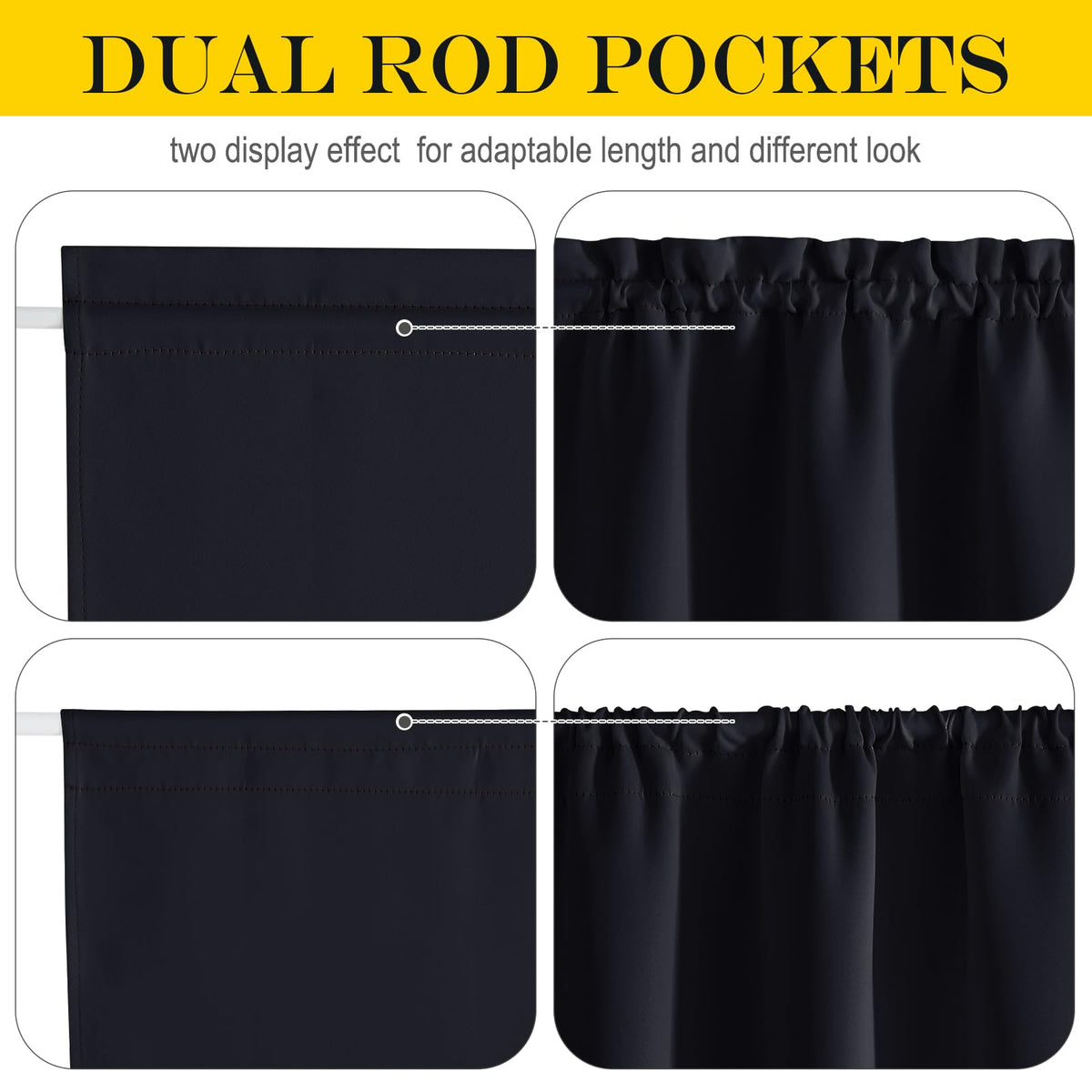 NICETOWN Blackout Rod Pocket Door Curtain, 54 x 80 in, Black