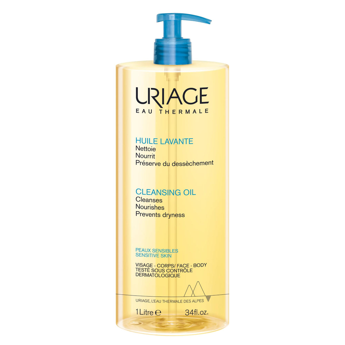Uriage Cleansing Soothing Oil, Face & Body, 1 L