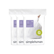 simplehuman Code G Custom Fit Trash Bag Liners, 30L, 60 Count, White