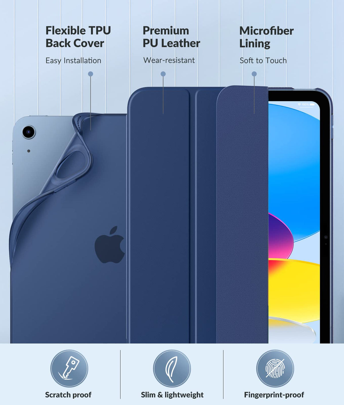 MoKo Case for iPad (A16) 11th Generation, Navy Blue