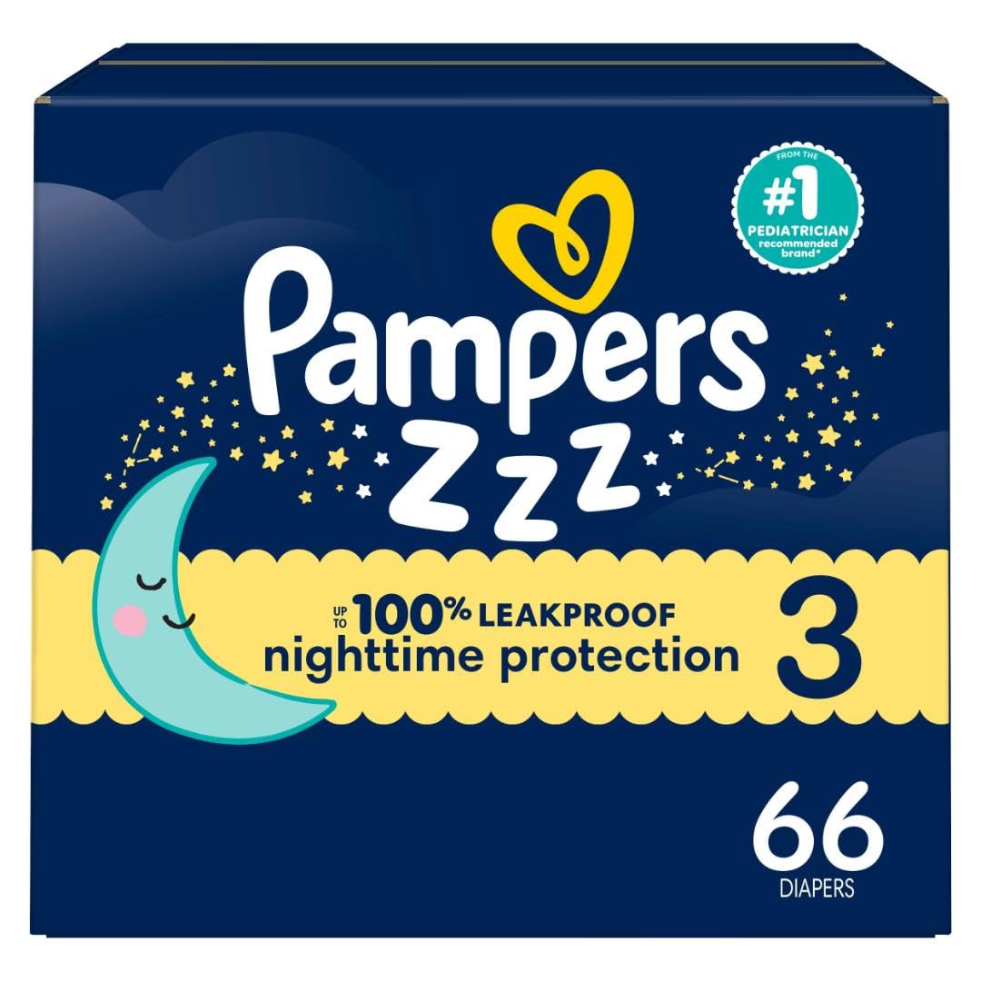 Pampers ZZZ Overnight Diapers, Size 3, 66 Count