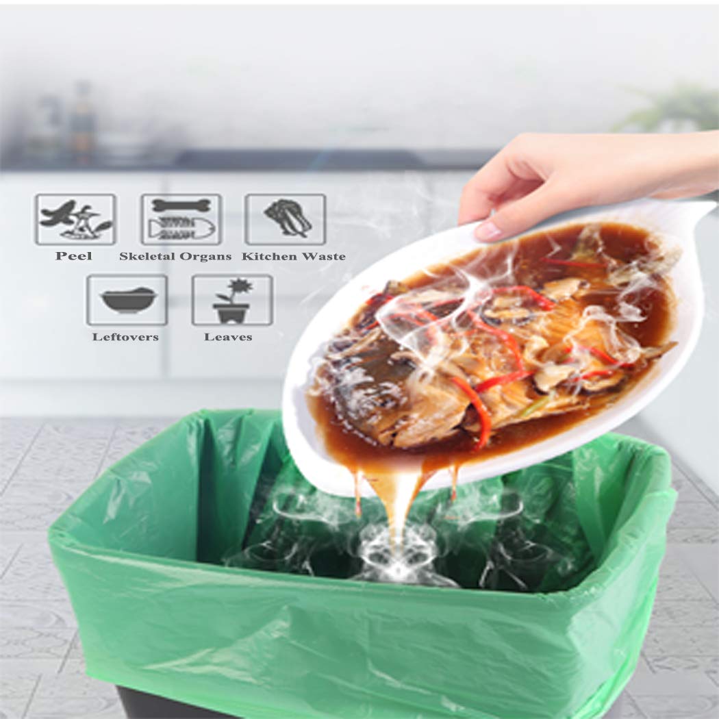 Compostable Garbage Bags, 10L (2.6 Gallon), 150 Bags, Green