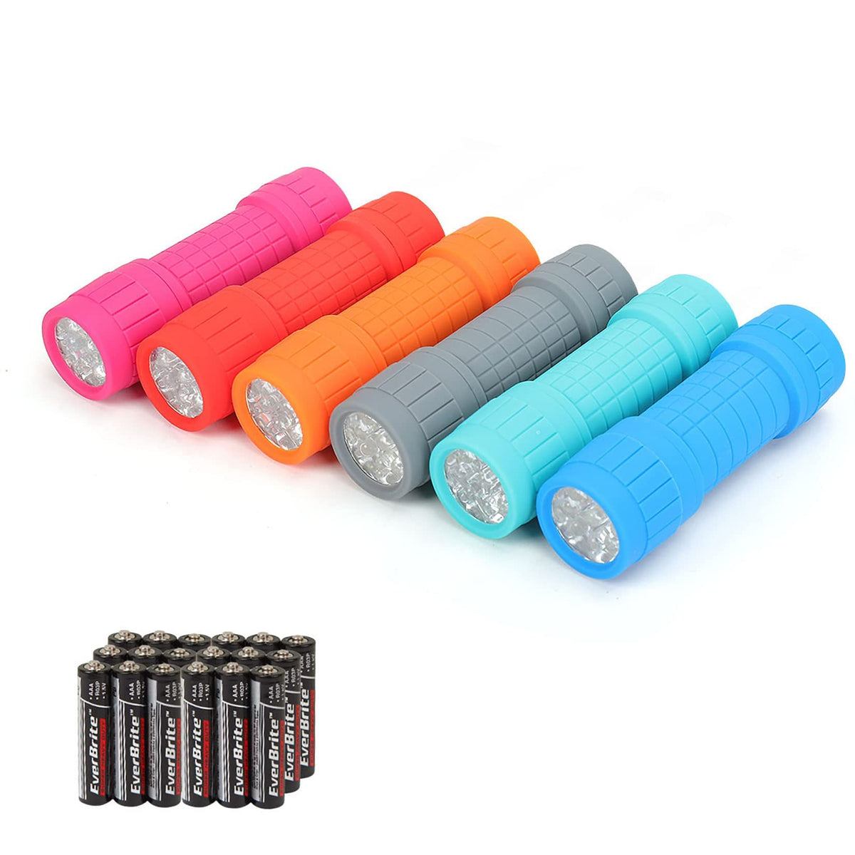 EverBrite Mini 9-LED Flashlights with Lanyard, 6-Pack
