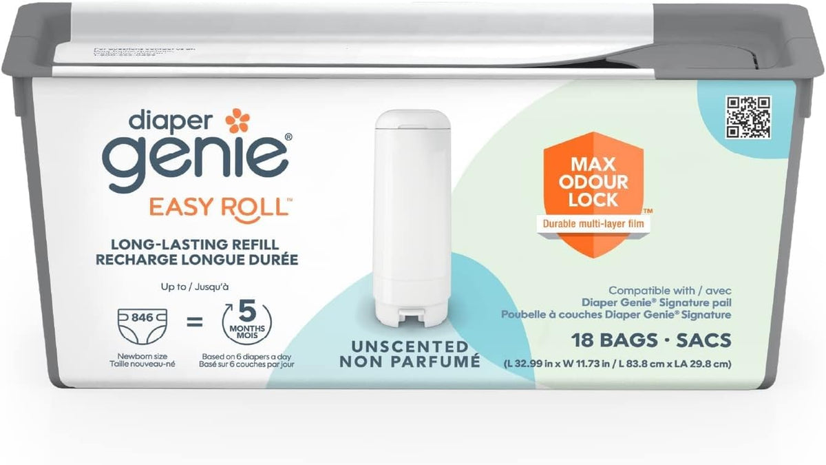 Diaper Genie Easy Roll Refill, 18 Bags, Blue