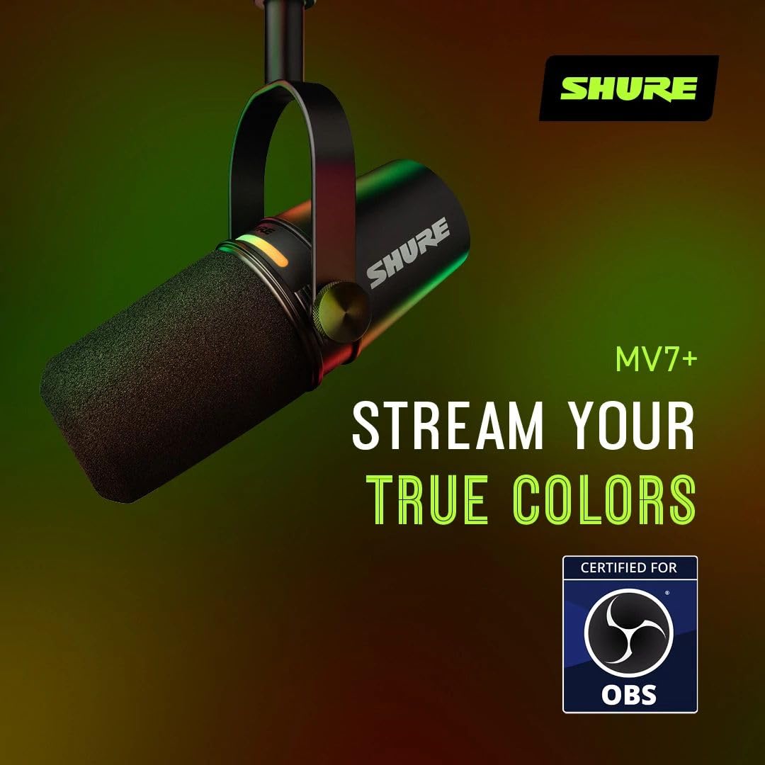 Shure MV7+ USB-C & XLR Podcast Dynamic Mic, Black