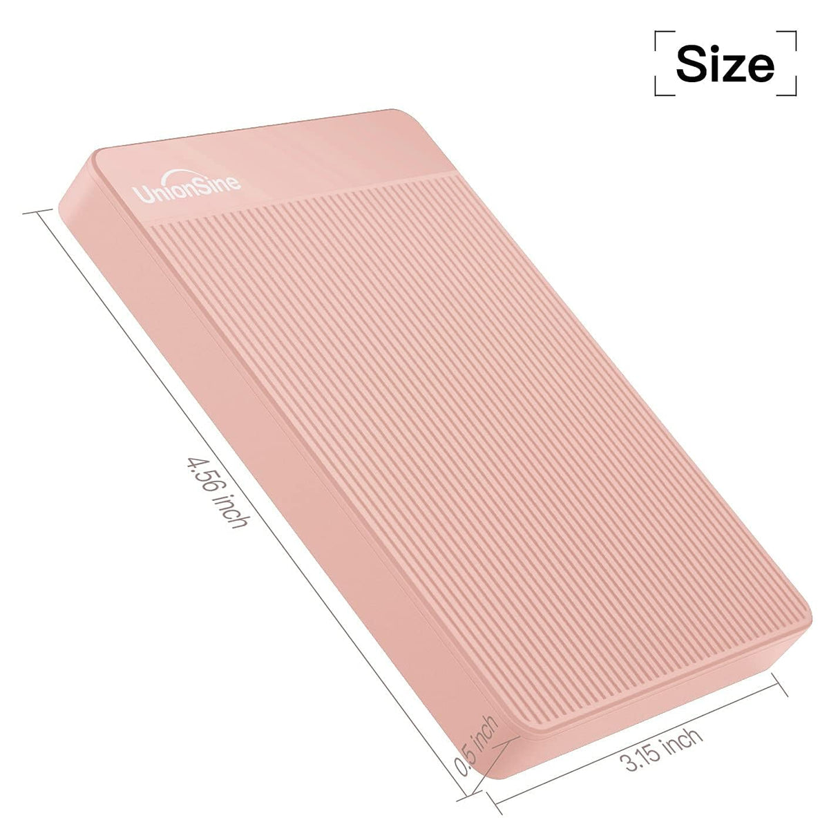 UnionSine 500GB Slim Portable External Hard Drive, USB 3.0, Pink