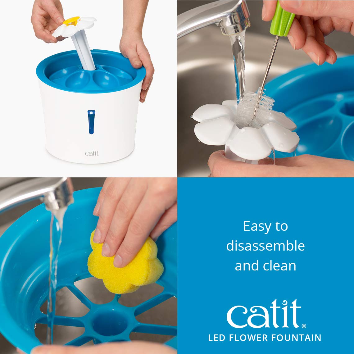 Catit LED Flower Cat Water Fountain, Blue, 3L