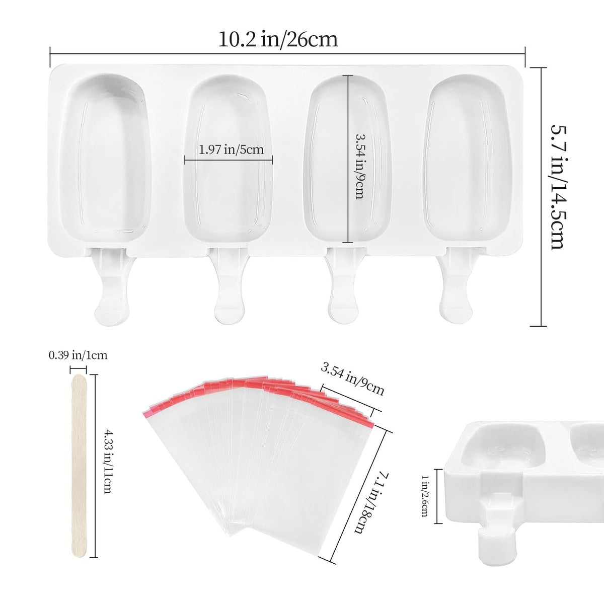 Silicone Popsicle Molds with Lids, Sticks & Bags (2 Pack)