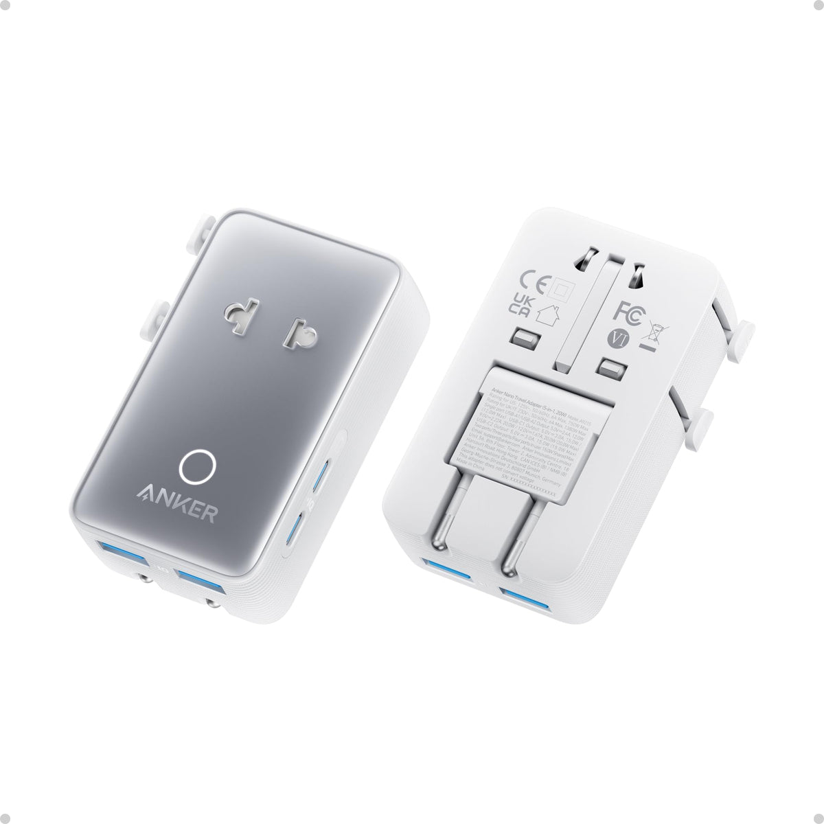 Anker Nano European Travel Plug Adapter, 5-Port, White