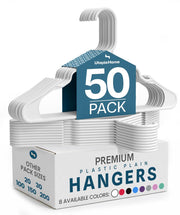 Utopia Home Plastic Hangers with Shoulder Grooves, 50-Pack, White