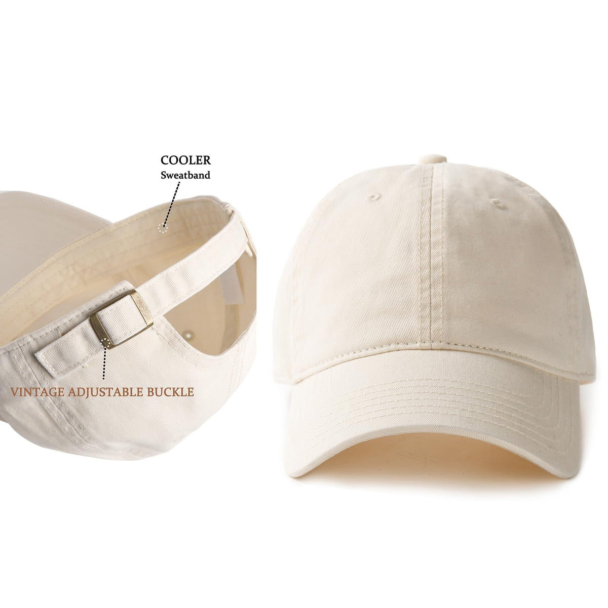 FURTALK Vintage Washed Cotton Baseball Cap, Beige