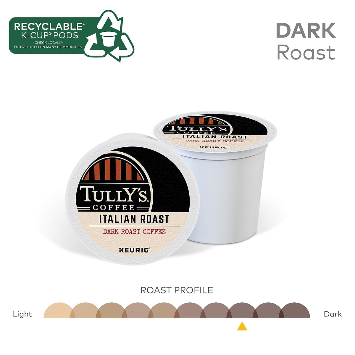 Tully's Italian Roast Coffee K-Cup Pods, 24 Count